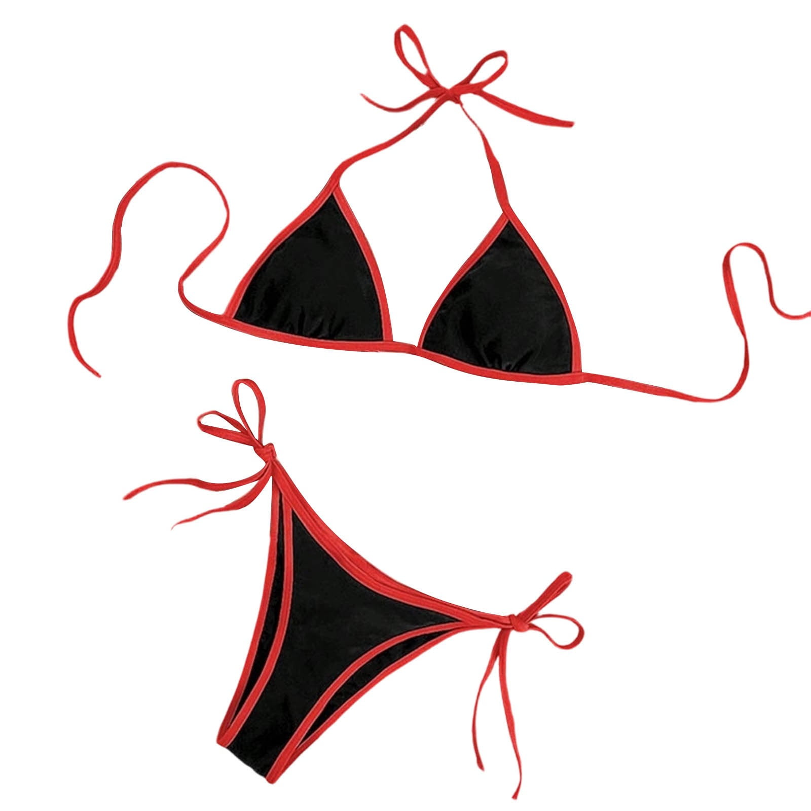 UTSJKR Women’s Solid Loose Fit Two Piece Bikini, Wire Free Removable Pad Bathing Suit, Casual Pool Beach Swimwear Red L