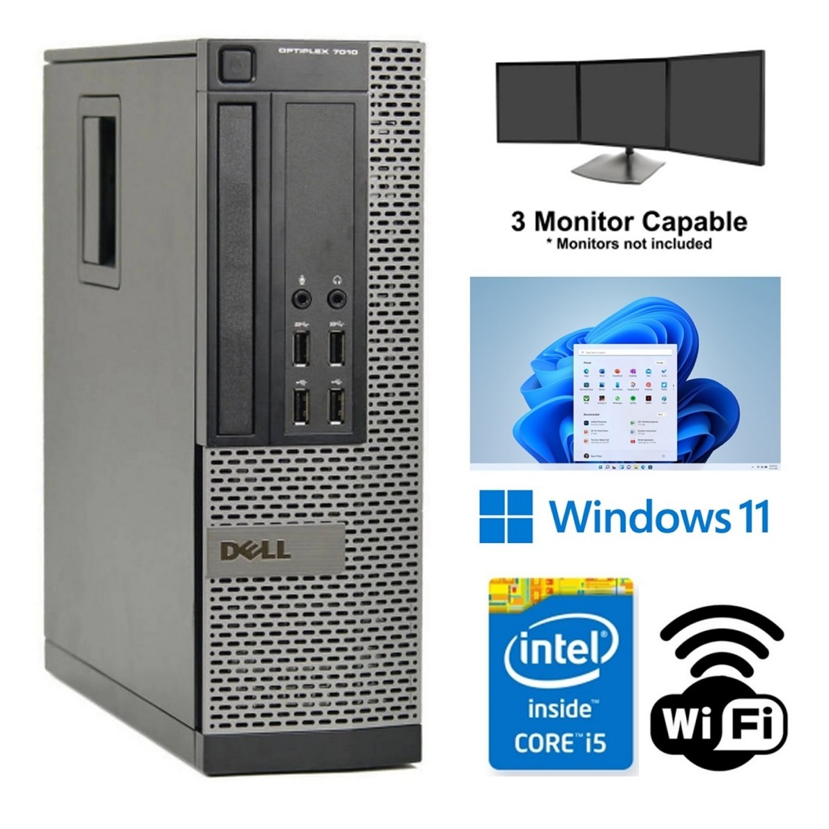 Dell OptiPlex 7010 Desktop Computer SFF Core i5 8GB Ram 128GB SSD Windows 11 Pro