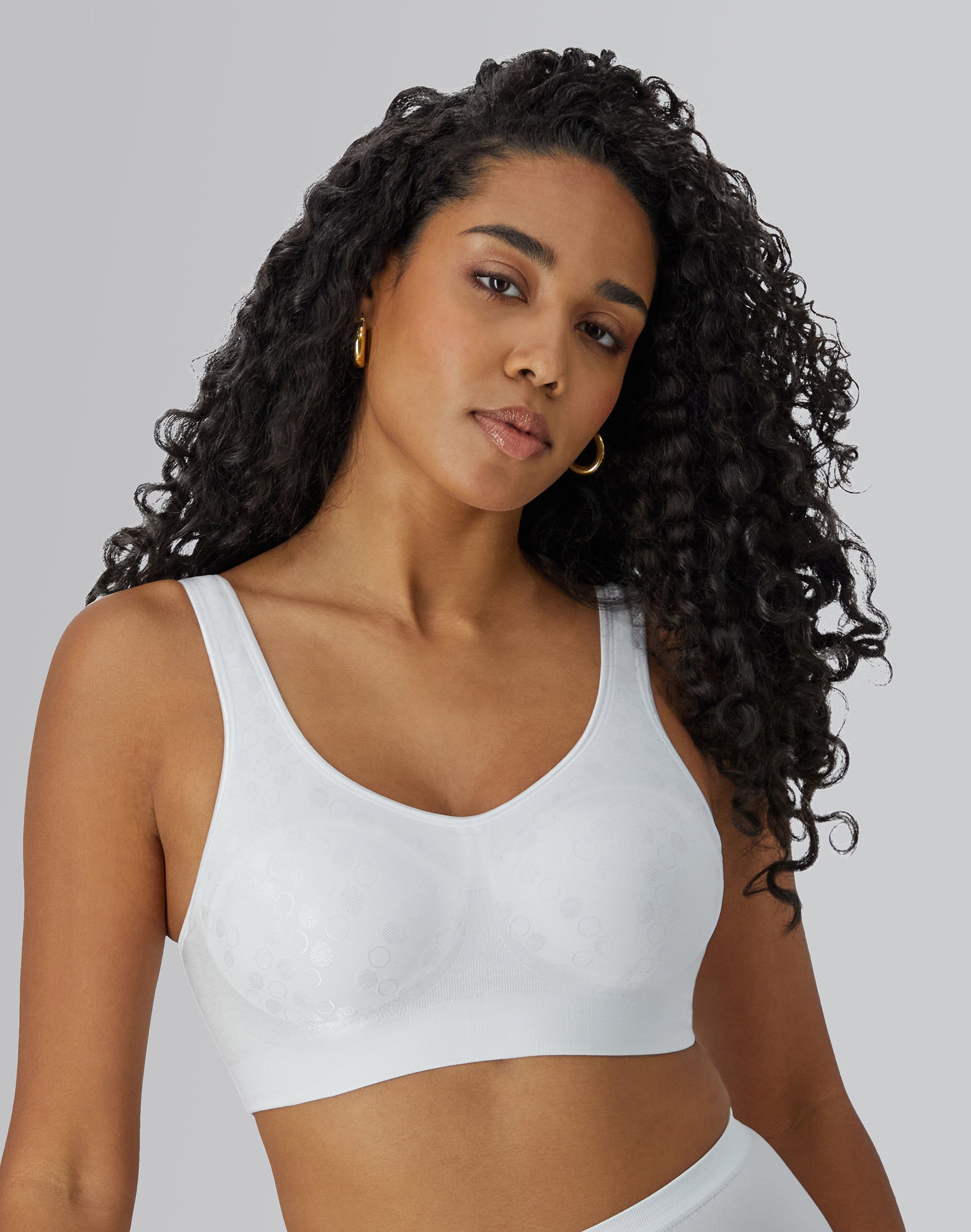 Bali Comfort Revolution ComfortFlex Fit Shaping Wireless Bra White Dot 2XL Women’s
