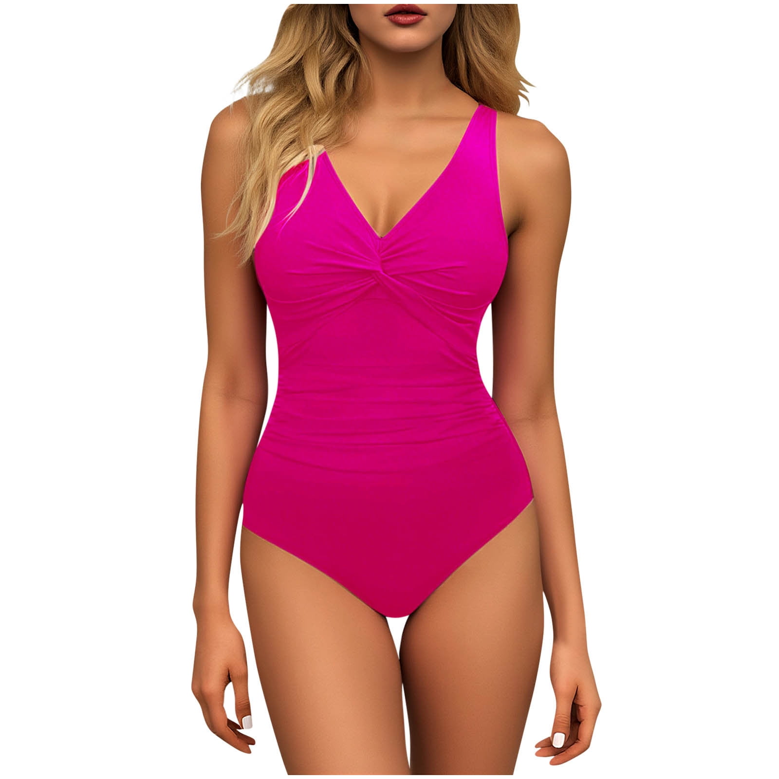 One Piece Swimsuit Women Backless Ruched Bathing Suits Tummy Control Monokini Modest Swimwear with Adjustable Straps